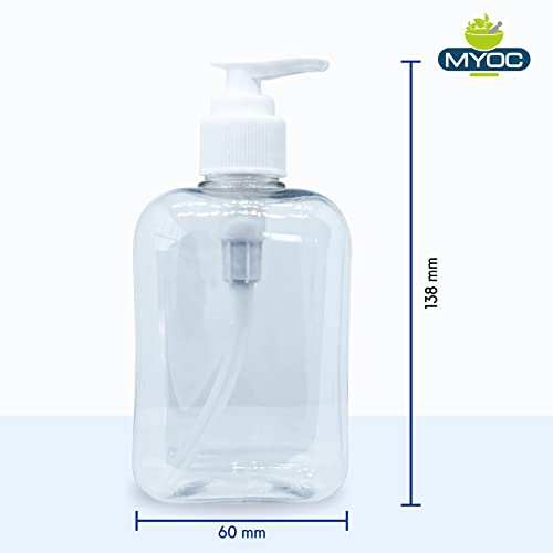 MYOC White Empty Transparent Pump Bottles Soap Dispenser Storage Container Refillable & Reusable Portable Hand-wash Container for Outdoor Camping Sanitizer Lotion Shampoo Oil-250ml (Pack of 2) - Image 2