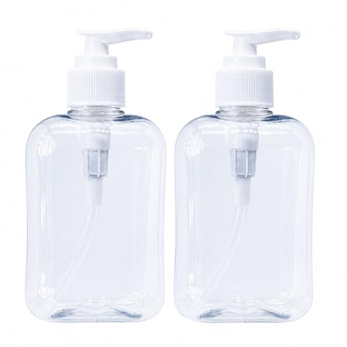MYOC White Empty Transparent Pump Bottles Soap Dispenser Storage Container Refillable & Reusable Portable Hand-wash Container for Outdoor Camping Sanitizer Lotion Shampoo Oil-250ml (Pack of 2) - Image 1