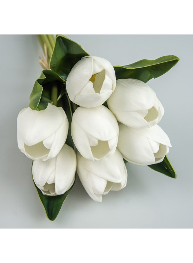 Maston Tulip Artificial Flower Bunch White/Green - Image 2