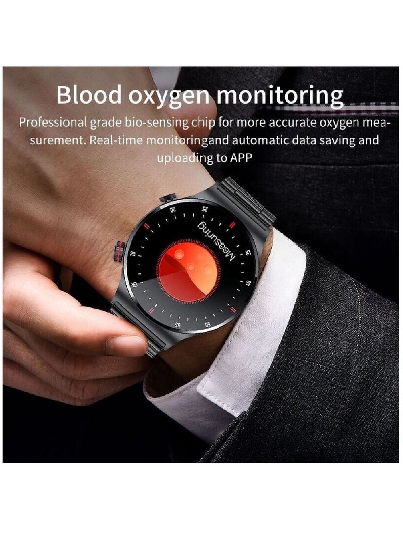 Zoom Plus Bluetooth Call Stainless Steel Men Sports Fitness Tracker IP67 Waterproof Smartwatch For IOS Android Black - Image 3