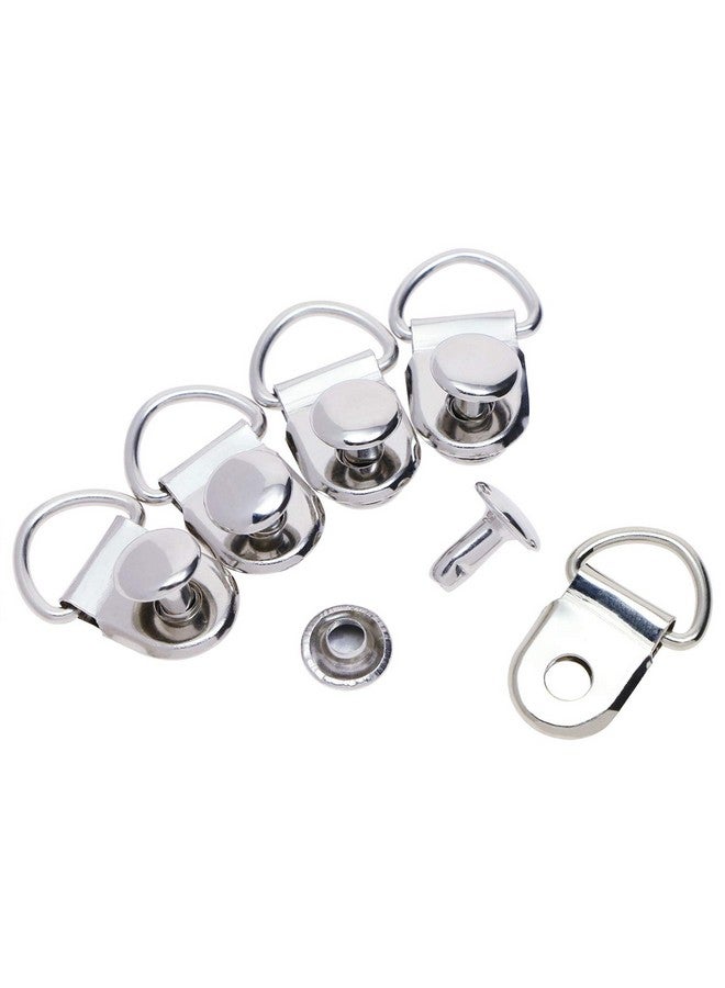 ONLYKXY 50 Pieces Shoe Boot Lace Hooks Buckle Rivets Loop Ring With Rivets Shoe Boot Buckle (Silver) - Image 1