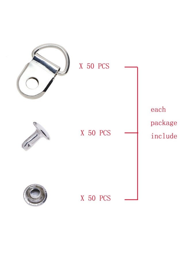 ONLYKXY 50 Pieces Shoe Boot Lace Hooks Buckle Rivets Loop Ring With Rivets Shoe Boot Buckle (Silver) - Image 3