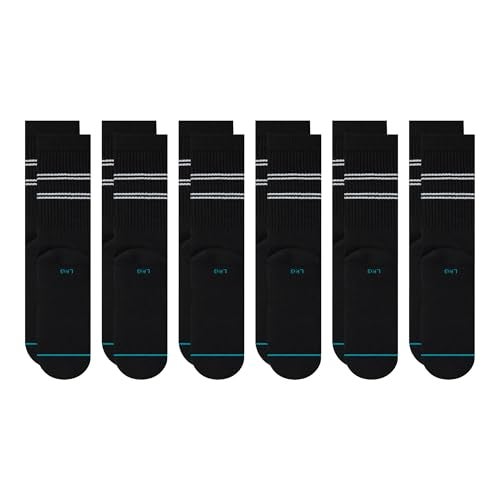 Stance Vital Crew Sock 6-Pack for Men and Women, Black, Large - Image 2