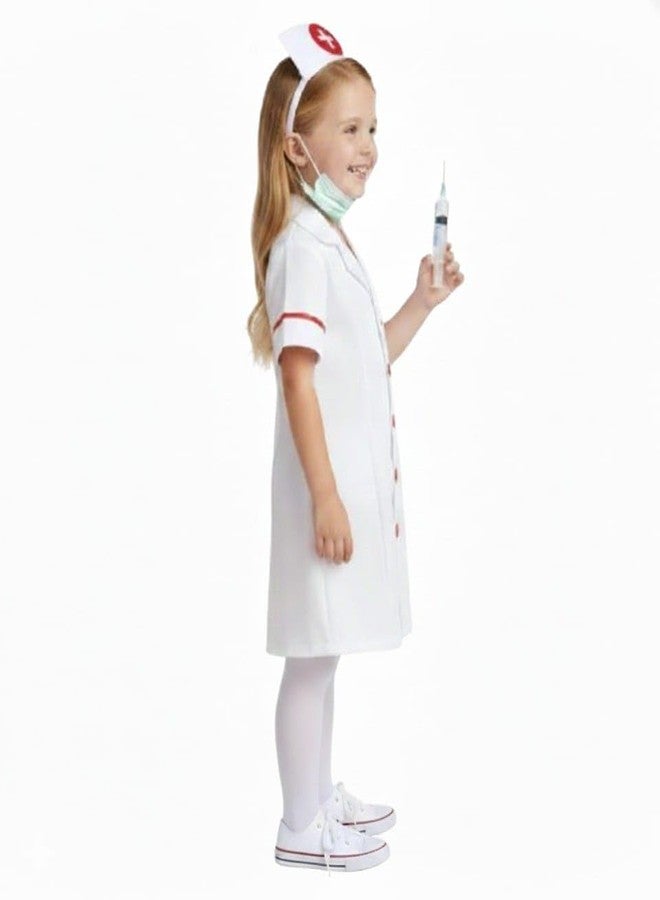 EthnicAlive Nurse Fancy Dress With Mask, Injection, Stethoscope And Headgear | Community Helper Doctor Costume For Kids Girls (5-6 Years) - Image 4