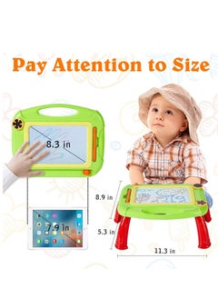 Y&D Magnetic Drawing Board table with Stamps PenColorful Erasable Magnet Writing Sketching Pad for Toddlers Learning Toys Education Doodle 1 2 3 4-Year-Old Kids, Birthday Gift (green)  - Image 3