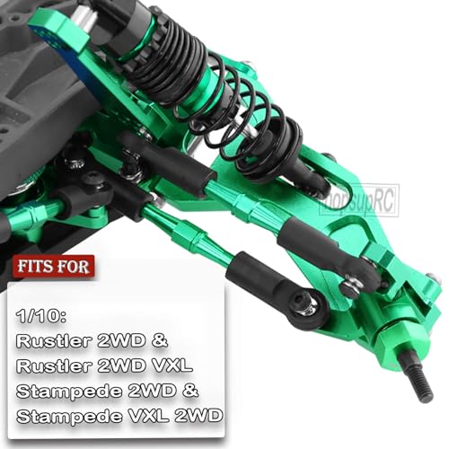 hopsupRC Upgrades Part for 110 StampedeRustler 2WDDrive Shaft CVDRC ShocksAdjustable Turnbuckles Camber LinksA ArmCaster BlockSteering BlocksRear Stub Axle CarriersWheel HexHex HubGreen - Image 5