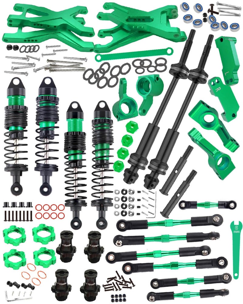 hopsupRC Upgrades Part for 110 StampedeRustler 2WDDrive Shaft CVDRC ShocksAdjustable Turnbuckles Camber LinksA ArmCaster BlockSteering BlocksRear Stub Axle CarriersWheel HexHex HubGreen - Image 3
