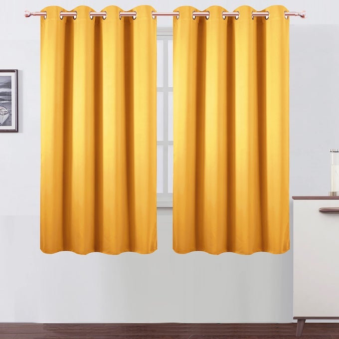 Yellow Thermal Blackout Curtains52 x 63 InchSet of 2 Panels Room Darkening Curtains