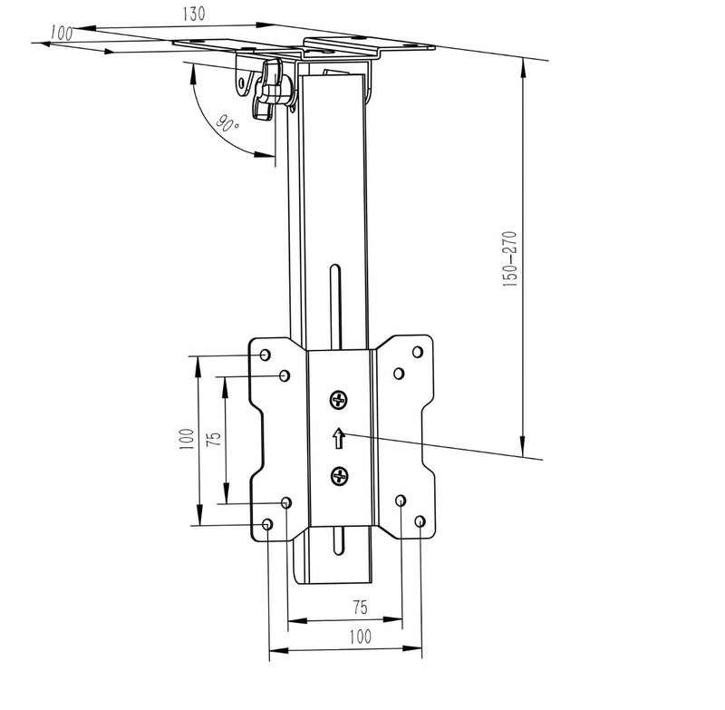 ZIPP Z CE 1327 CL Manual Flip Down Mount Folding Tilt Pitched Roof Ceiling Mounting for LED Flat Monitors and LED TV - Image 2