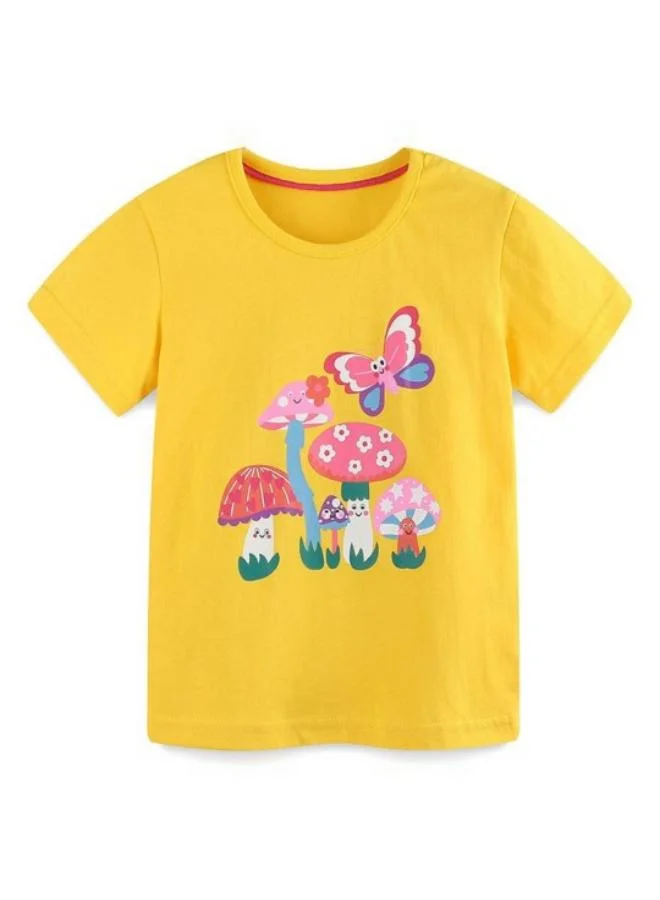 YUNIQEE Yellow Printed Short Sleeve Crew Neck T-Shirt