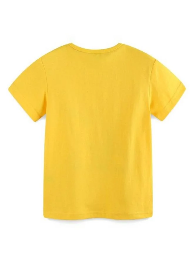 YUNIQEE Yellow Printed Short Sleeve Crew Neck T-Shirt