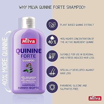 Milva Hair Growth Shampoo with Quinine Extract FORTE 200ml Strengthening AntiHair Loss Shampoo for Women and Men that Nourishes Scalp and Follicles Thickening Treatment for Fine Thinning Hair - Image 3