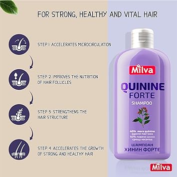 Milva Hair Growth Shampoo with Quinine Extract FORTE 200ml Strengthening AntiHair Loss Shampoo for Women and Men that Nourishes Scalp and Follicles Thickening Treatment for Fine Thinning Hair - Image 5