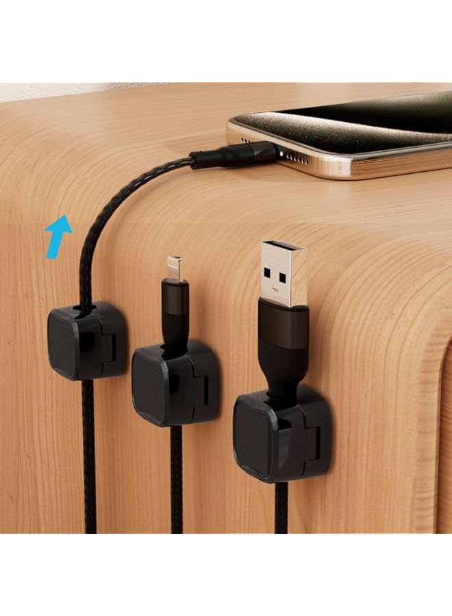 promass 6 PCS Magnetic Cord Organizer, Adhesive Charger Cable Management Clips, Adjustable Easy Secure Management,Cord Holder for Home,Office,Car,Desk,Nightstand,Black. - Image 4