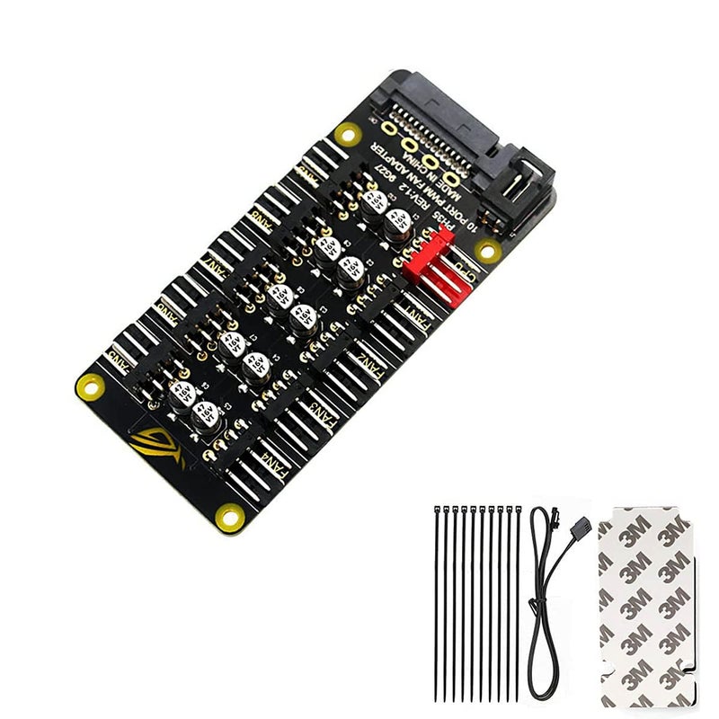 Verilux ® PC PWM Fan Hub CPU Cooling HUB 10 Port 12V 4 Pin Fan PWM Splitter Splitter - Image 1