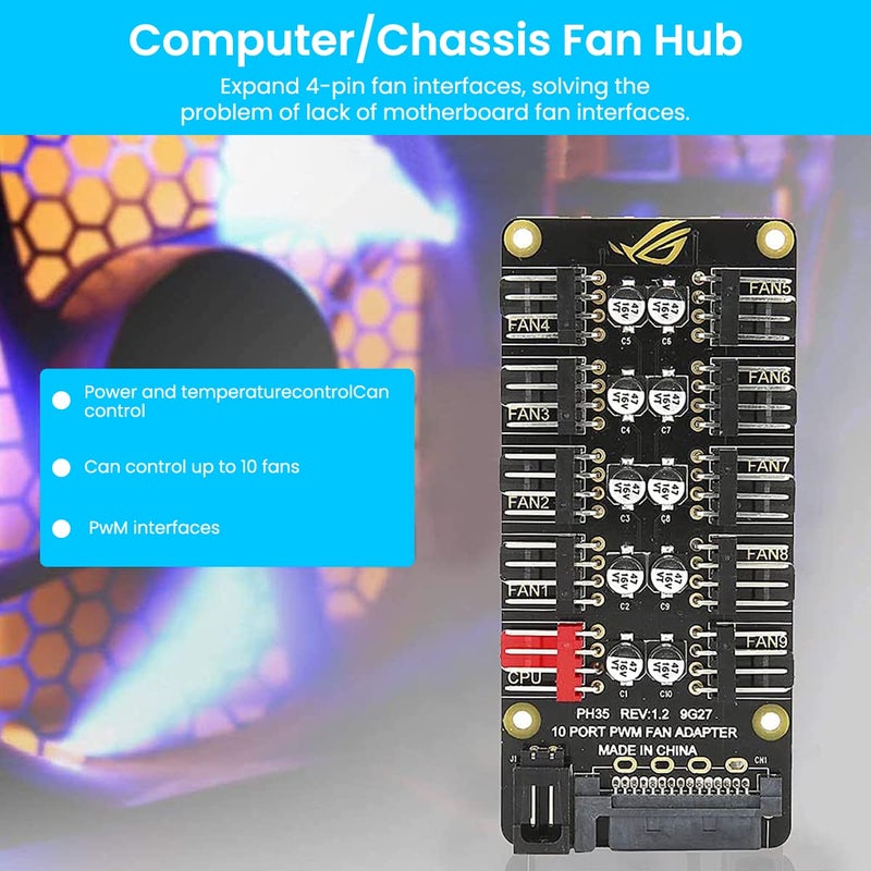 Verilux ® PC PWM Fan Hub CPU Cooling HUB 10 Port 12V 4 Pin Fan PWM Splitter Splitter - Image 4