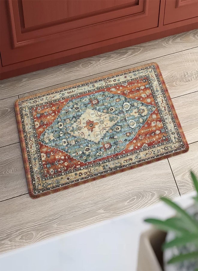 Collive Boho Kitchen Mats Cushioned Anti Fatigue Mats, Non-Slip Kitchen Floor Mats, Standing Kitchen Mats for Office, Sink, Laundry, 17”x30” Red Waterproof Kitchen Rug - Image 1