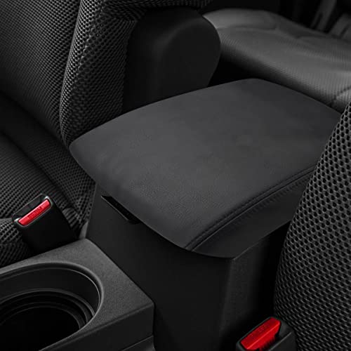 INTGET Center Console Armrest Cover for 2005-2021 Nissan Frontier Accessories 2005-2015 Nissan Xterra Accessories Leather Middle Arm Rest Protector Console Lid Cover (Black Leather) - Image 2