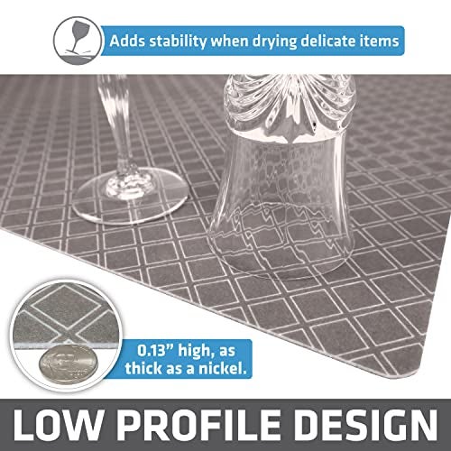 Drymate Jumbo XL Dish Drying Mat (19”x24”), Low-Profile, Super Absorbent, Quick Dry Fabric, Waterproof & Slip-Resistant, for Kitchen Counter, Trimmable, Easy to Clean (USA Made)(Taupe) - Image 4