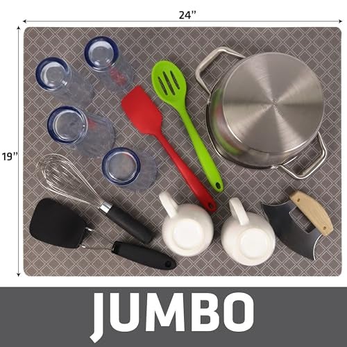 Drymate Jumbo XL Dish Drying Mat (19”x24”), Low-Profile, Super Absorbent, Quick Dry Fabric, Waterproof & Slip-Resistant, for Kitchen Counter, Trimmable, Easy to Clean (USA Made)(Taupe) - Image 5