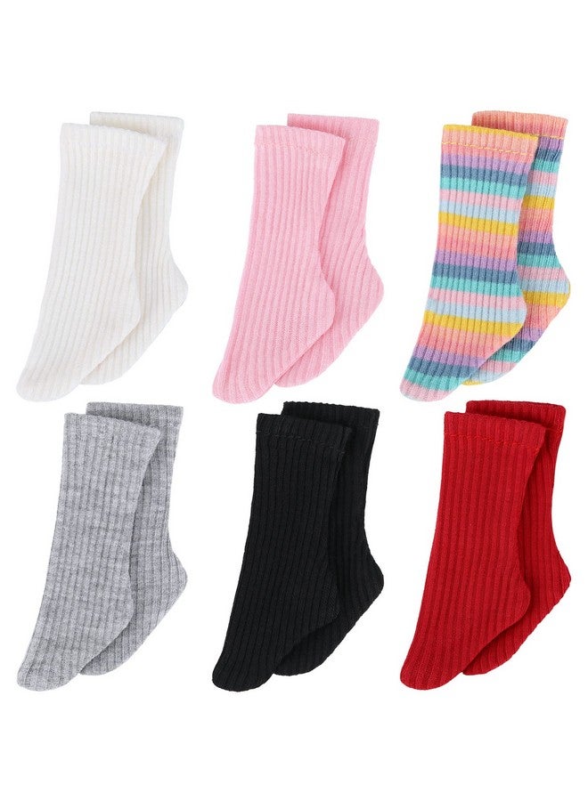 Sotiff 6 Pairs Mini Doll Socks Baby Clothes Accessories For Dolls Female Figure Accessories (Cute Color 11.8 Inch)  - Image 1