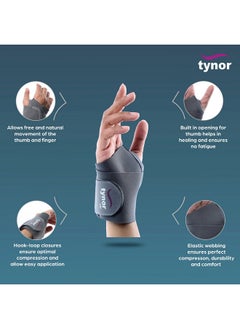 Tynor Wrist Brace With Thumb, Grey, Universal Size, 1 Unit  - Image 2