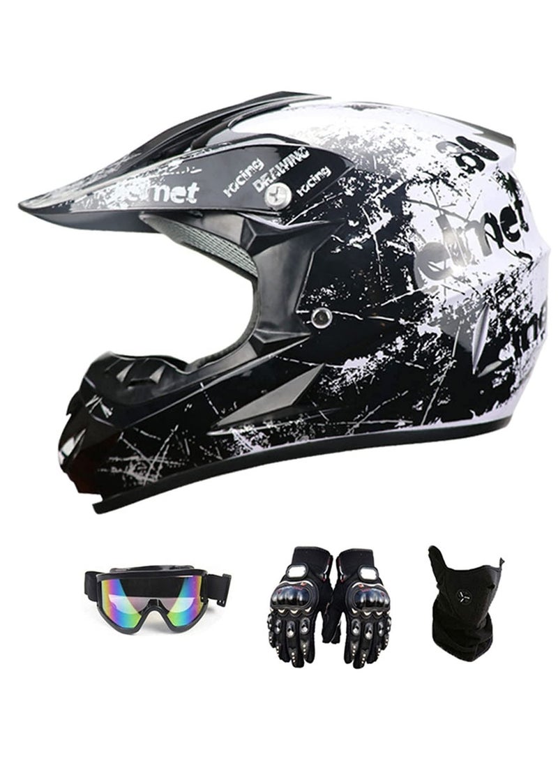 Jubilin Sport Motorcycle Helmet,Motorcycle Full Face Helmet,Bike Motocross Helmets with Goggles Gloves Face Shield for Adult, Size:XL - Image 2