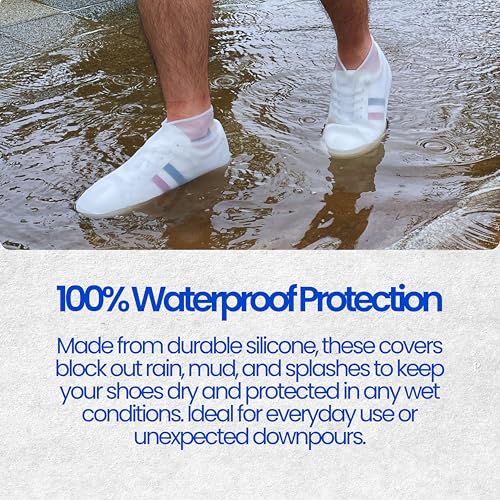 FOOTINSOLE.COM Waterproof Silicone Rubber Shoe Covers for Rain, Non-Slip Easy-handy Water Resistant Overshoes Outdoor Cycling Hiking Protectors Apply to Men, Women, Kids (Large, BLACK) - Image 2