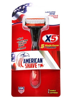 AMERICAN SHAVE X5 5 Razor & Trimmer with Comfort Grip with Vitamin E and Aloe 1 piece  - Image 1