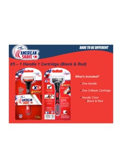 AMERICAN SHAVE X5 5 Razor & Trimmer with Comfort Grip with Vitamin E and Aloe 1 piece  - Image 3