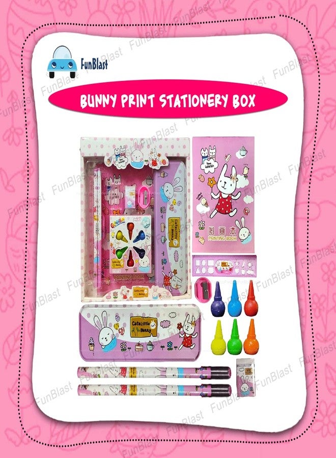 FunBlast Bunny Stationery Kit for Kids - Stationery Box Pencil Pen Eraser Sharpener and Cartoon Pencil Box- Stationary Kit Set for Boys and Girls, Birthday Return Gift for Kids (Multicolor) - Image 5