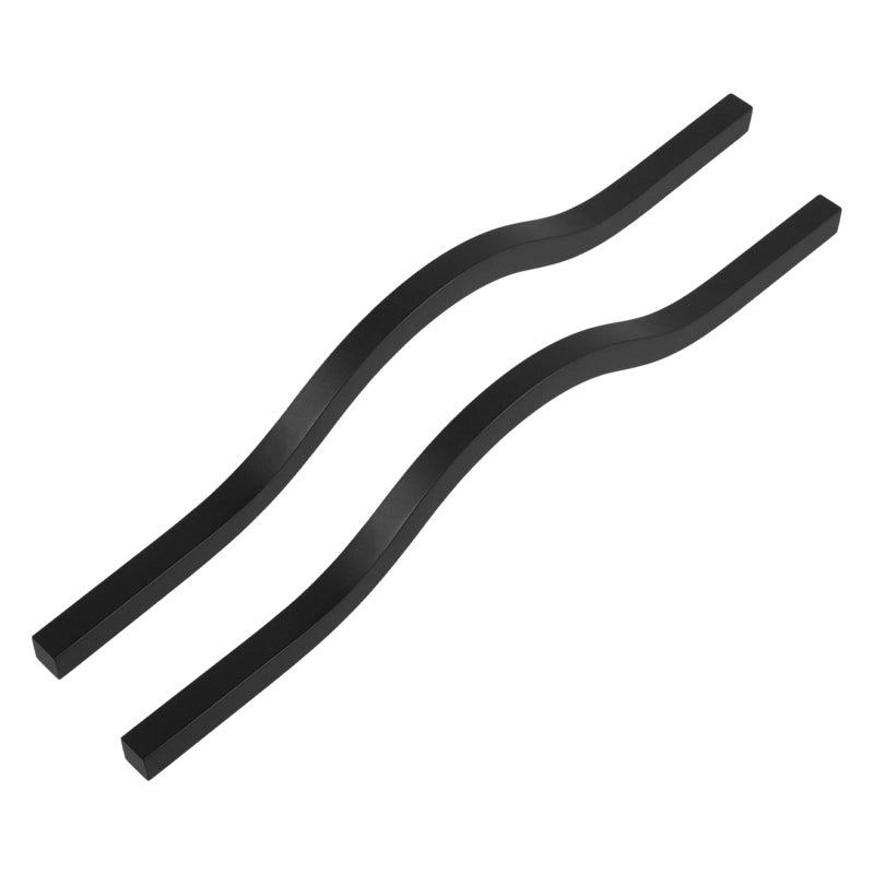 2Pcs 200mm Black Solid Alloy Cabinet Handles Curved Drawer Pulls for Kitchen Furniture - Image 2