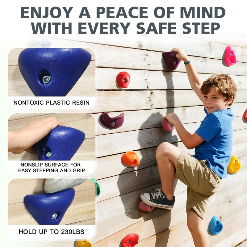 TOPNEW 20PCS Rock Climbing Holds with Mounting Hardware - Climbing Rocks for Indoor/Outdoor Kids Adults Rock Wall, Play Set & Climbing Gym, Dark Color - Image 3