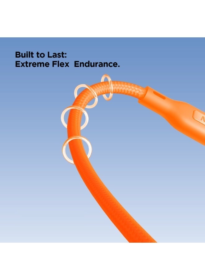 PHILIPS USB Type-C to USB Type-C Fast Charging Cable, 65W Fast Charging, 480Mbps Data Transfer, Nylon Braided, 2m, DLC4160CR/94 orange - Image 4