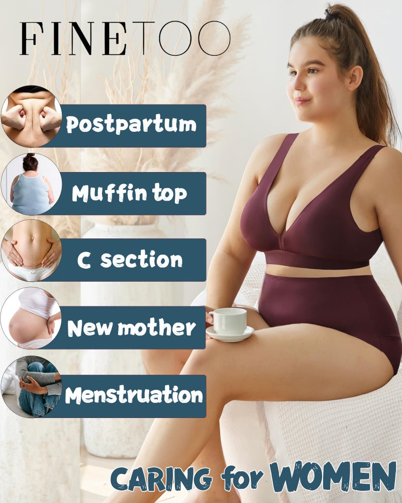 FINETOO Seamless Underwear for Women High Waisted Tummy Control Panties No Show Nylon Womens Briefs 4 Pack S-XXXL - Image 5
