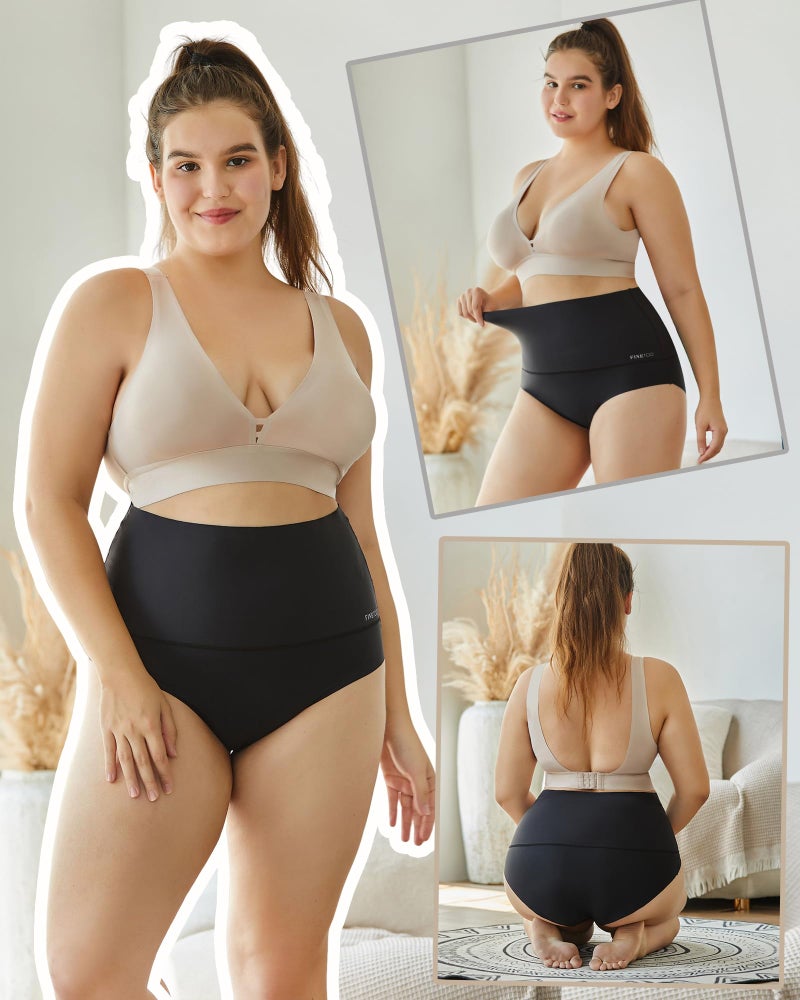 FINETOO Seamless Underwear for Women High Waisted Tummy Control Panties No Show Nylon Womens Briefs 4 Pack S-XXXL - Image 2