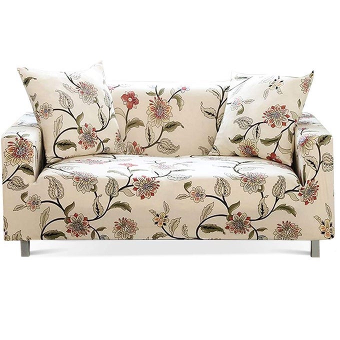 PRINTED SOFA COVER STRETCH COUCH COVER SOFA SLIPCOVERS FOR 3 CUSHION COUCH WITH TWO PILLOW CASES 3 SEATER NEW BLOOMING FLOWER
