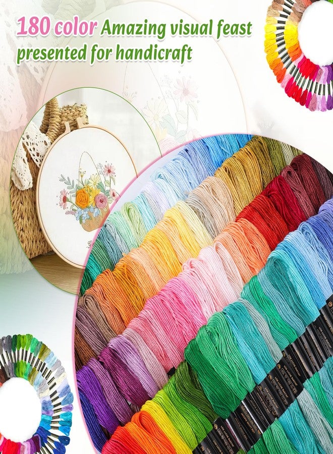 LOVIMAG Embroidery Thread Floss 180p Colors Skeins Friendship Bracelet String Making Bracelets Cross Stitch Kit Supplies Thin Yarn Sewing Patterns Strings Cotton Crochet Braces Wrap Rainbow Crafts - Image 4