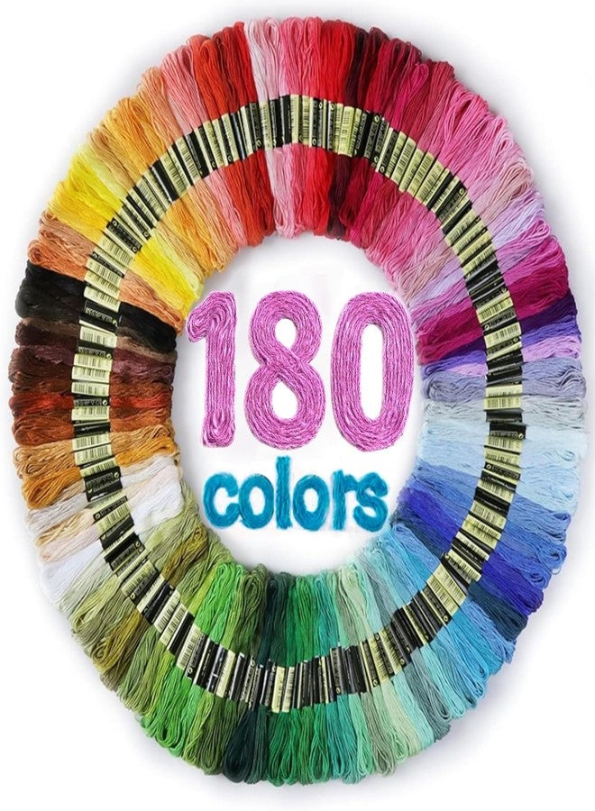 LOVIMAG Embroidery Thread Floss 180p Colors Skeins Friendship Bracelet String Making Bracelets Cross Stitch Kit Supplies Thin Yarn Sewing Patterns Strings Cotton Crochet Braces Wrap Rainbow Crafts - Image 1