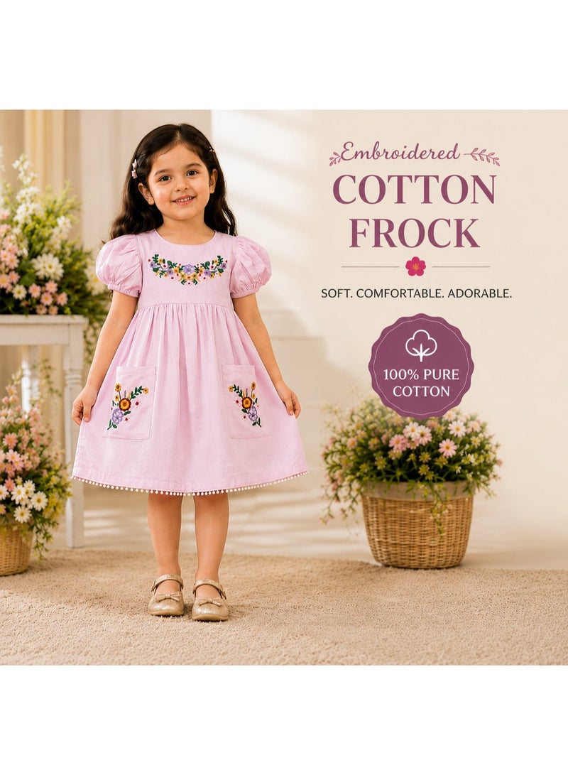 Frock wala Girl Embroidered Frock with Pockets - Image 1