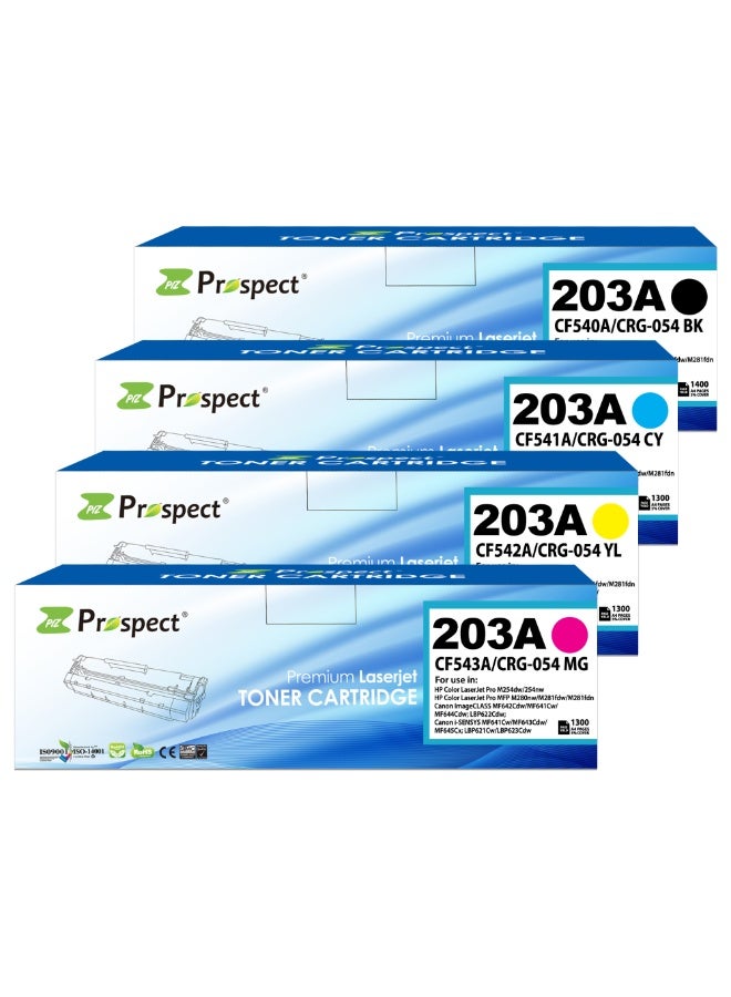 Prospect Toner 203A CF540A CF541A CF542A CF543A Full Set Compatible Cartridges with HP Color LaserJet Pro M254dw 254nw MFP M280nw M281fdw M281fdn (Black Cyan Yellow Magenta 4-Pack) - Image 2