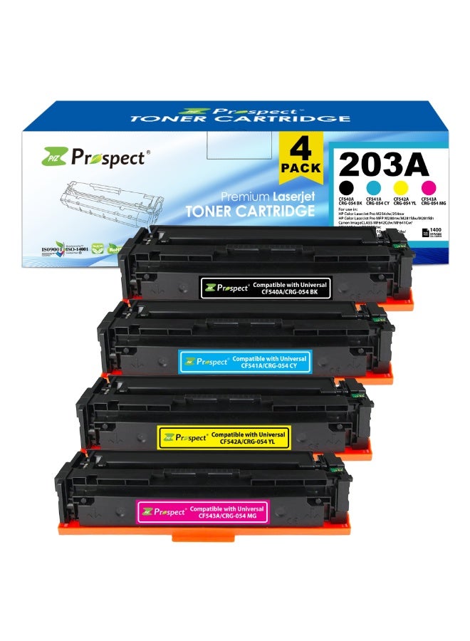 Prospect Toner 203A CF540A CF541A CF542A CF543A Full Set Compatible Cartridges with HP Color LaserJet Pro M254dw 254nw MFP M280nw M281fdw M281fdn (Black Cyan Yellow Magenta 4-Pack) - Image 1