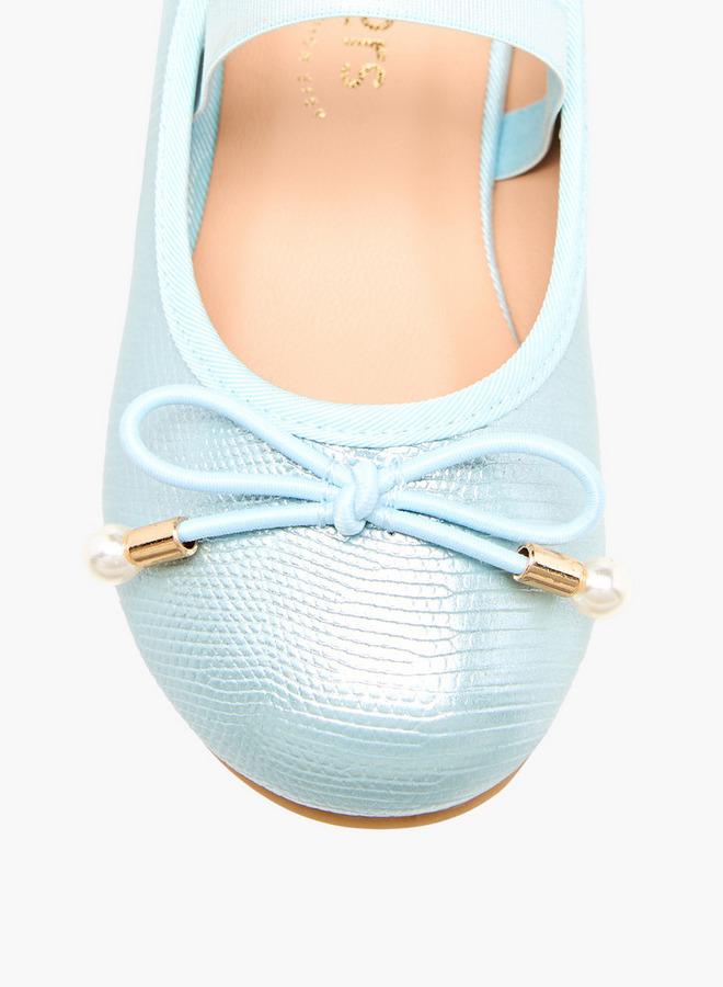 JUNIORS Girls Bow Detail Ballerina Shoes - Image 5