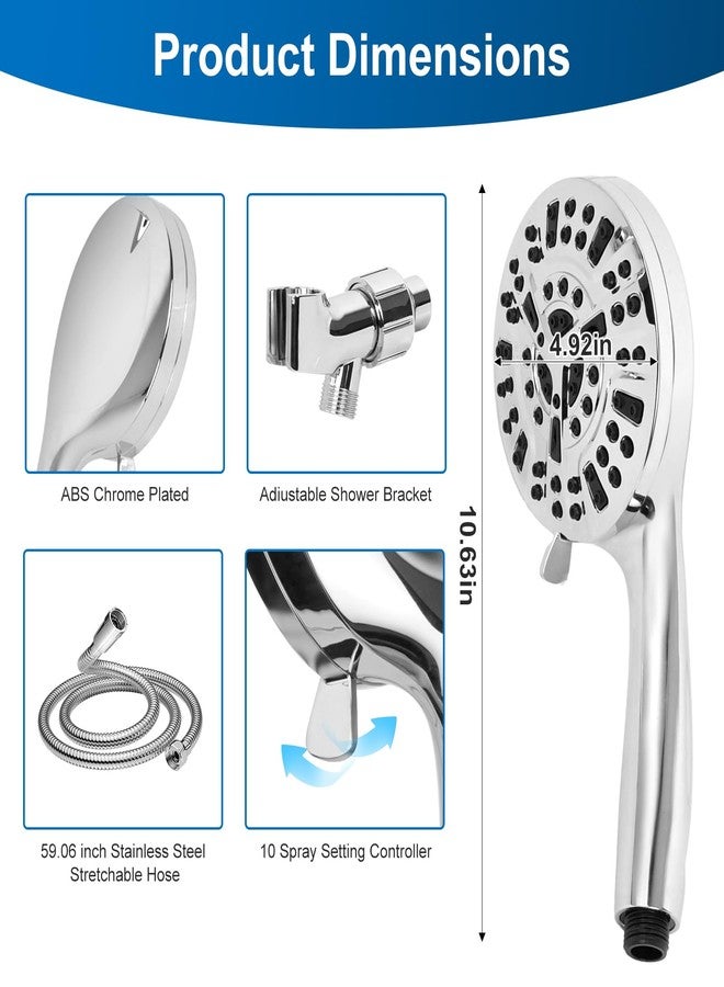 AIXMEET Shower Head,10 mode High Pressure shower head with handheld, Anti-clog Nozzles, Built-in 2 Power Wash to Clean Tub, Tile & Pets, High Flow Hand Held Shower Head, Leakproof 59 Inch Hose&Metal Bracket - Image 3