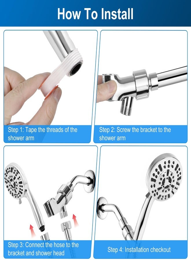 AIXMEET Shower Head,10 mode High Pressure shower head with handheld, Anti-clog Nozzles, Built-in 2 Power Wash to Clean Tub, Tile & Pets, High Flow Hand Held Shower Head, Leakproof 59 Inch Hose&Metal Bracket - Image 4