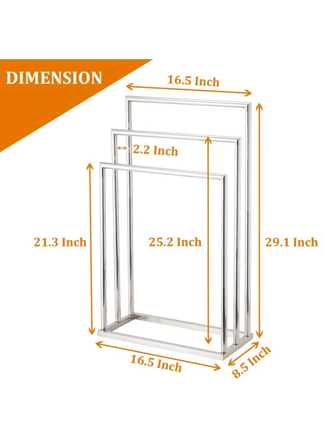 DECLUTTR Freestanding Towel Rack  3 Tier Stainless Steel Towel Bar Stand For Bathroom  Chrome Plated Decluttr - Image 4