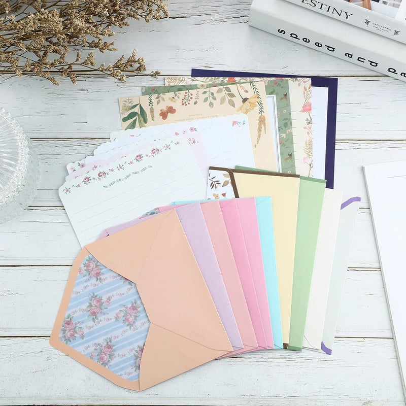 comfrt 72 Pieces Stationery Paper and Envelopes Set Vintage Floral Letter Writing Paper Stationery Set Flower Design 48 Stationery Paper and 24 Envelopes for Writing Letters, Birthday Present, 10 Styles - Image 4