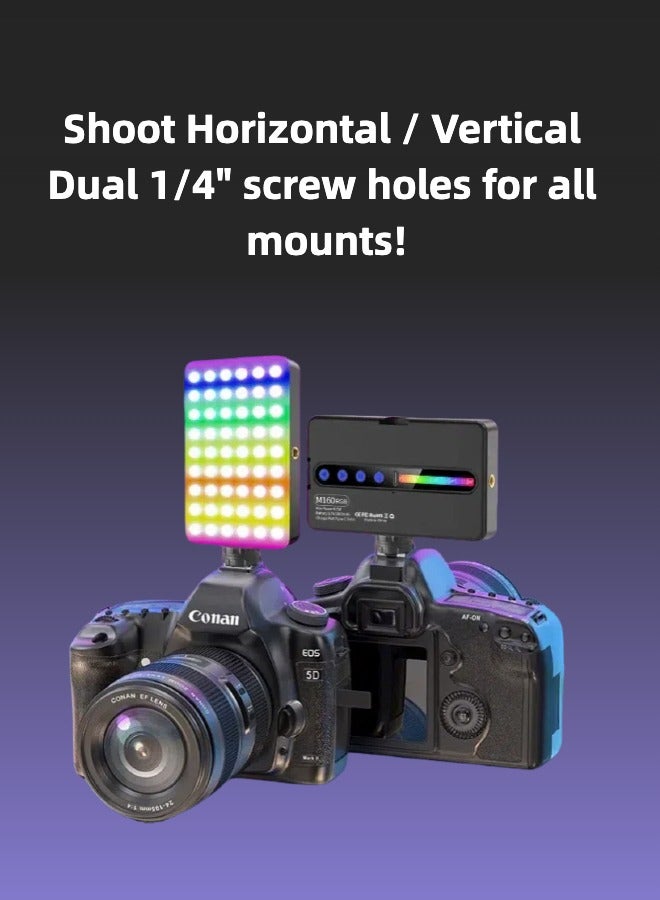 M160 RGB Portable LED Photography Light for Phone, Laptop & Camera | Makeup Light, Selfies, Video Calls, Parties & Travel | Rechargeable & Color Adjustable Conference 28 Color Lighting Effects CRI96+  2700K-6500K Color Temperature  with Cold Shoe Port and Expension Clip TikTok Onlive Stepless Brightness Adjustment - Image 4