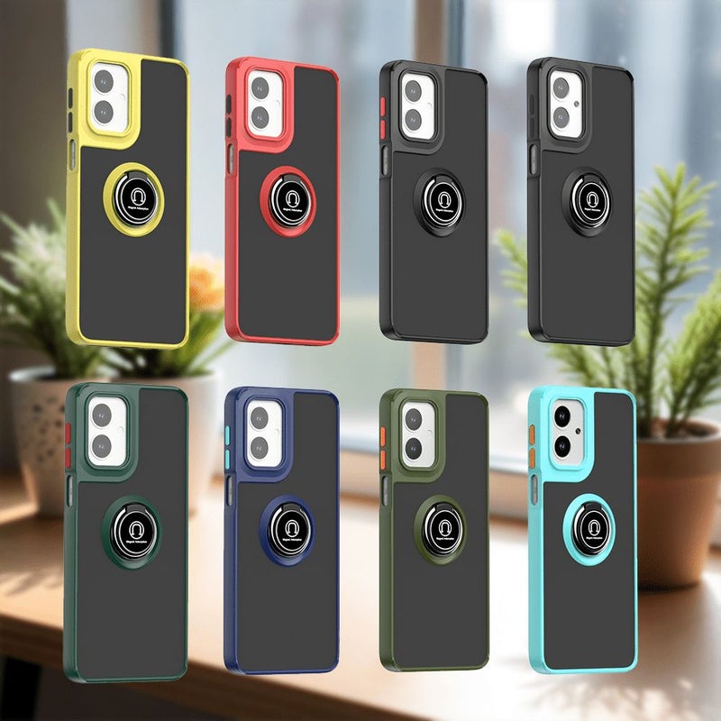 Phone Case Frosted Back Compatible with Moto G60S Multifunctional Ring Stand Skin Friendly Feel Dark Blue - Image 2