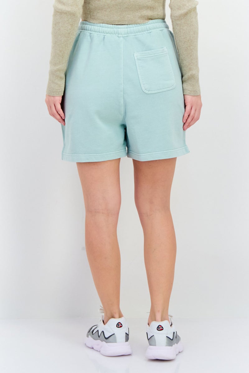 Lyle & Scott Women Drawstring Brand Logo Basic Shorts, Mint Green - Image 3